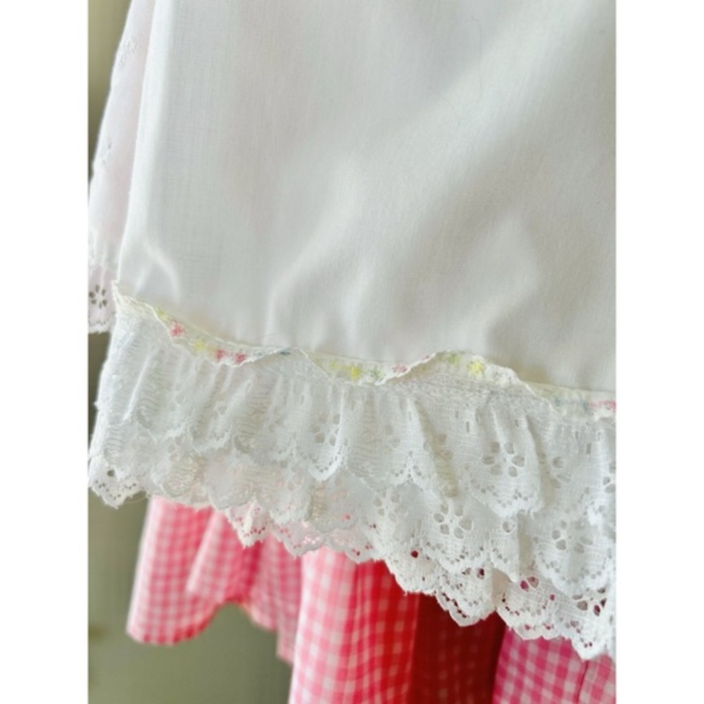 Vintage Handmade Easter Pinafore W/ Bloomers 3 Pc Dress Girls 6-8 Pink Gingham - Picture 4 of 16